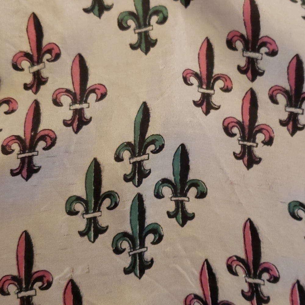 VTG Hand Rolled Silk & Rayon Scarf Fluer-de-lis - Picture 3 of 8